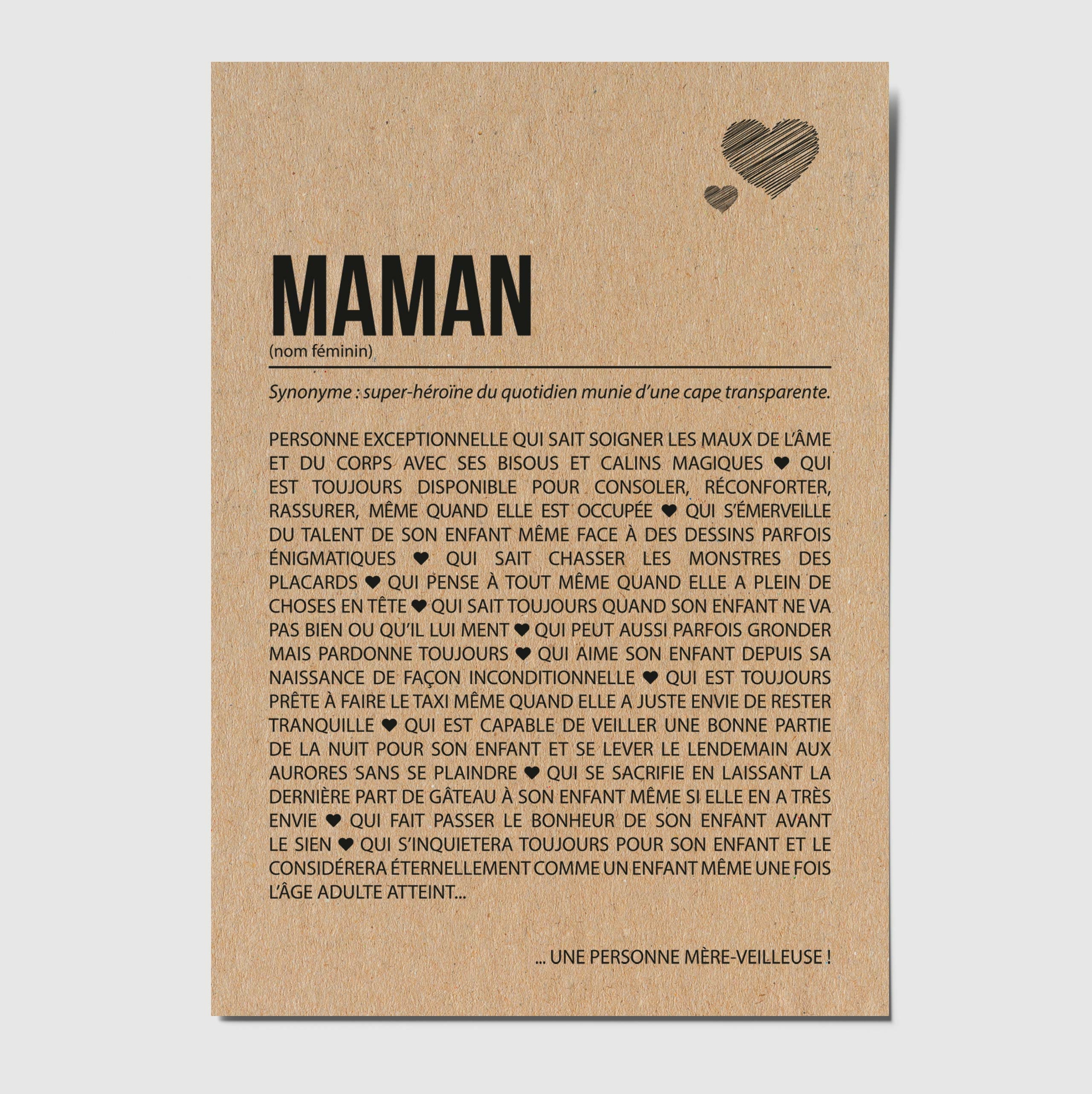 Carte définition maman personnalisable