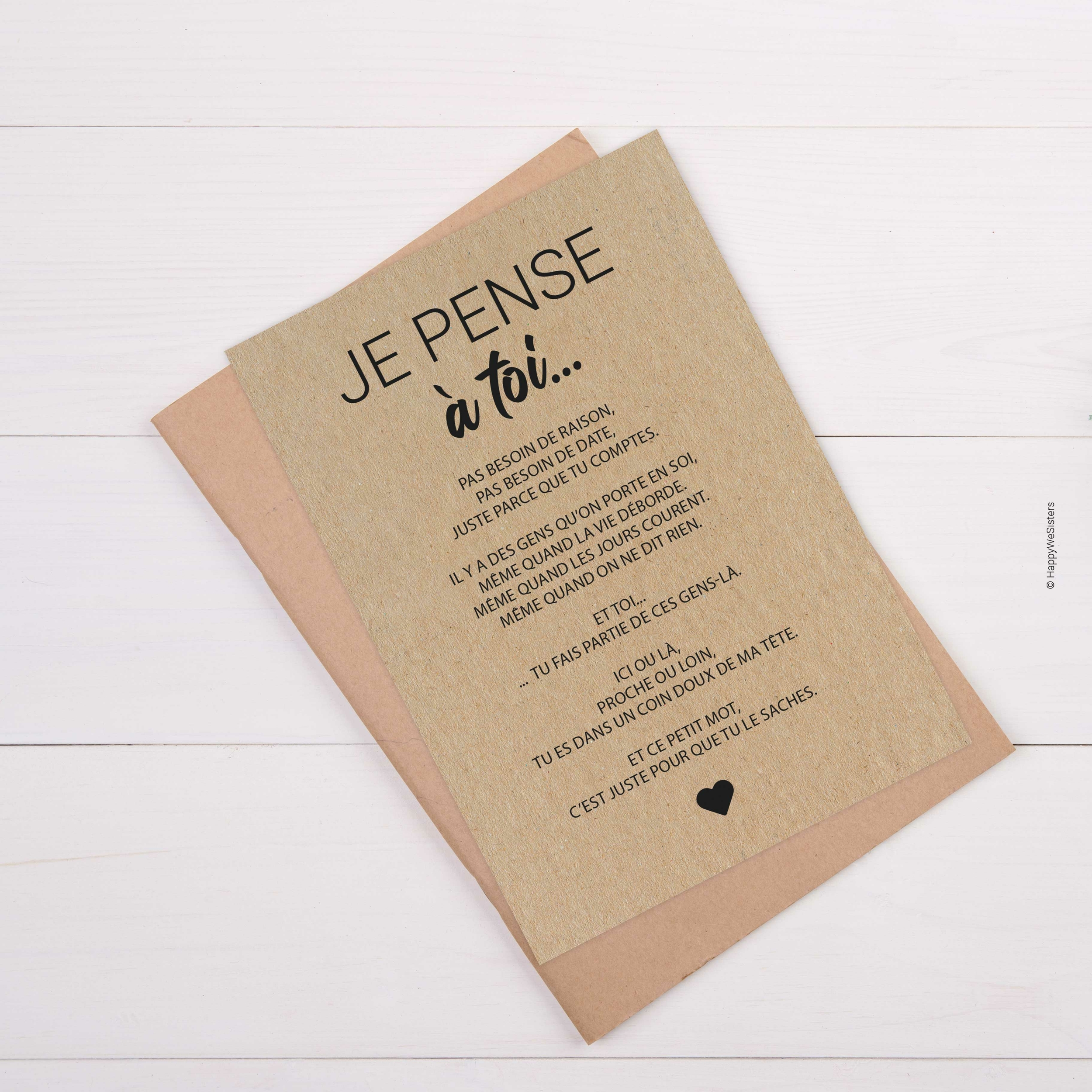 Carte Faite Main "Penser à Toi" - Multicartes - Amitié - Occasion Diverse