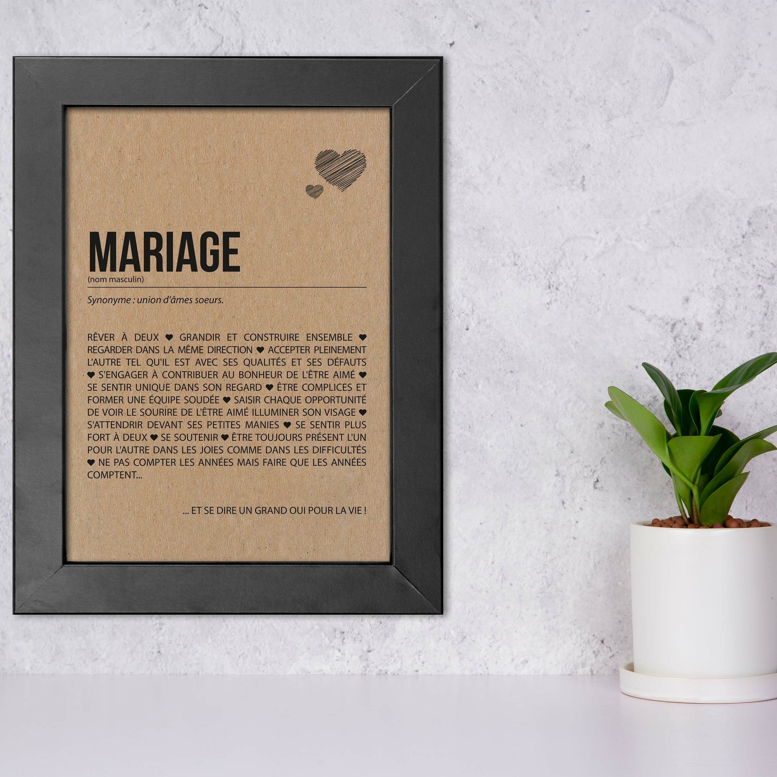 AFFICHE-MARIAGE-KRAFT-CADRE-NOIR