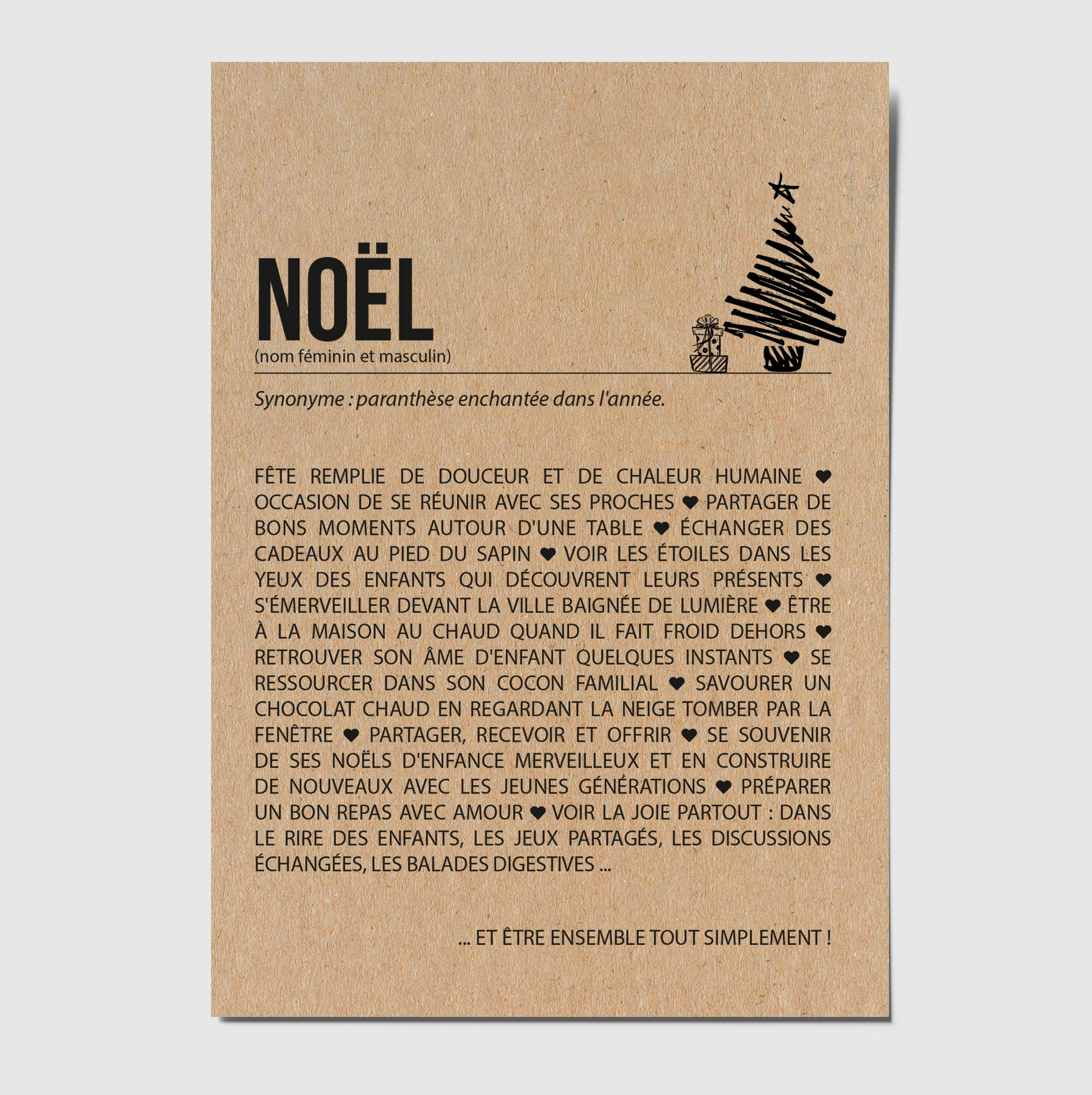 Carte définition Noël personnalisable