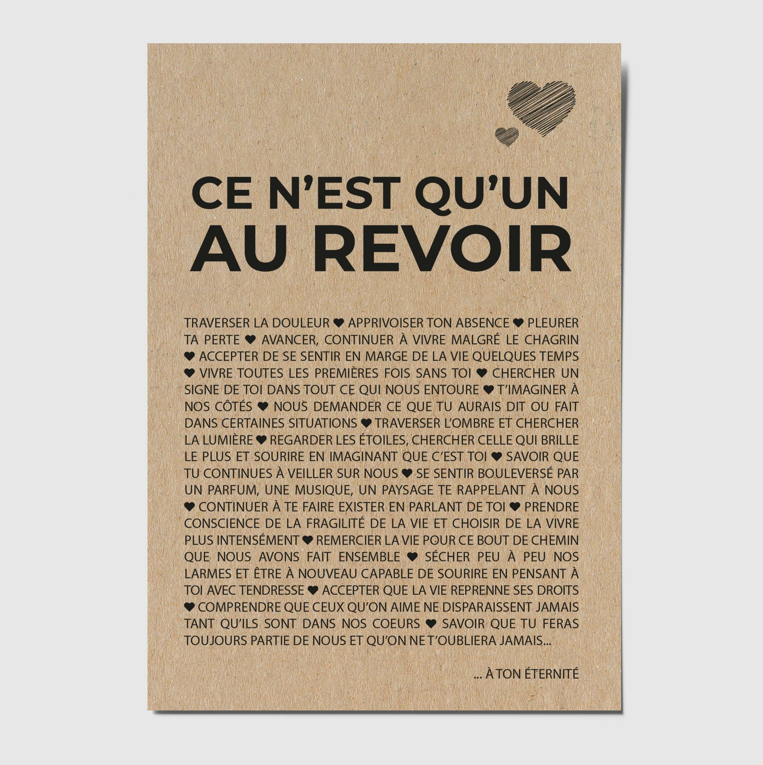 Ce n\'est qu\'un au revoir - Carte de condoléances