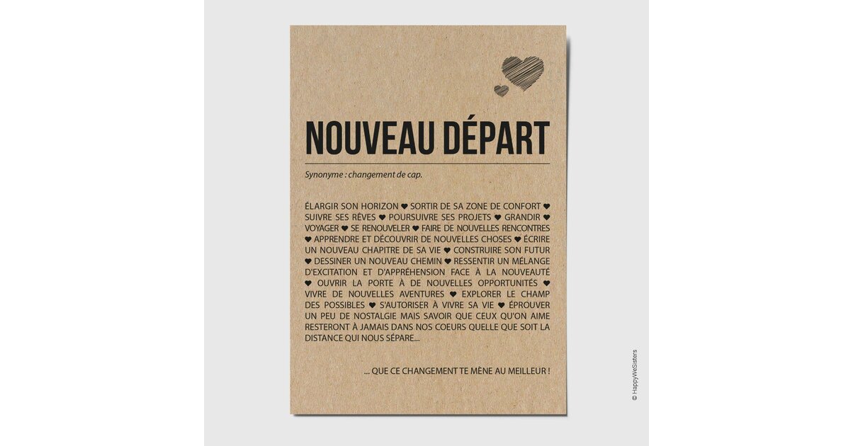 Carte nouveau départ personnalisable - happywesisters