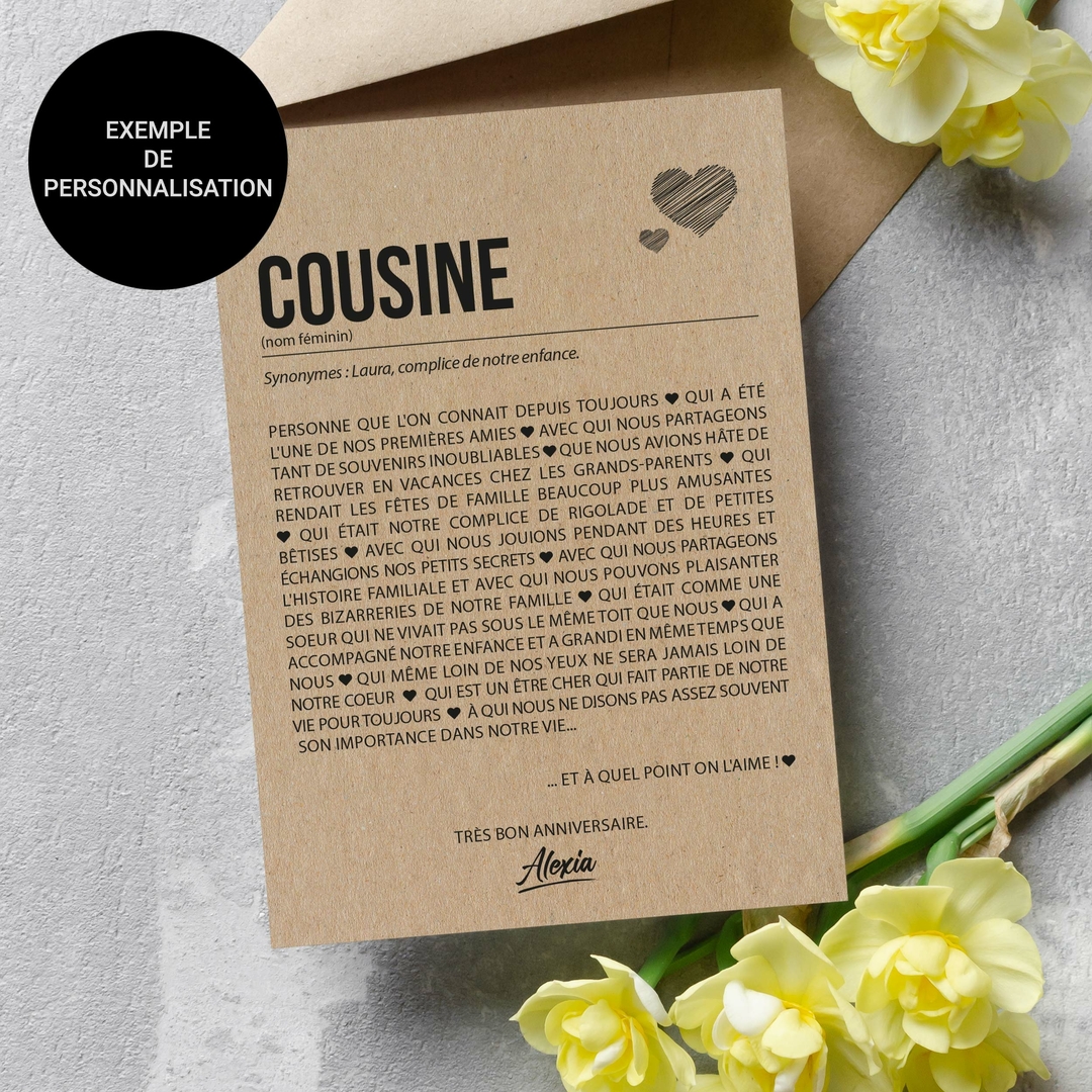 Carte définition cousine - CARTES PAR OCCASION/Famille - happywesisters