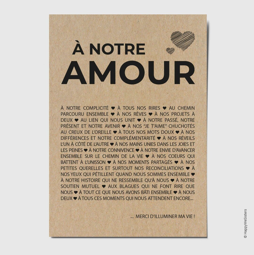Carte Postale Amour Et Bonheur Avec Enveloppe - Neuf De Qualité Luxe - Fabriqué En France