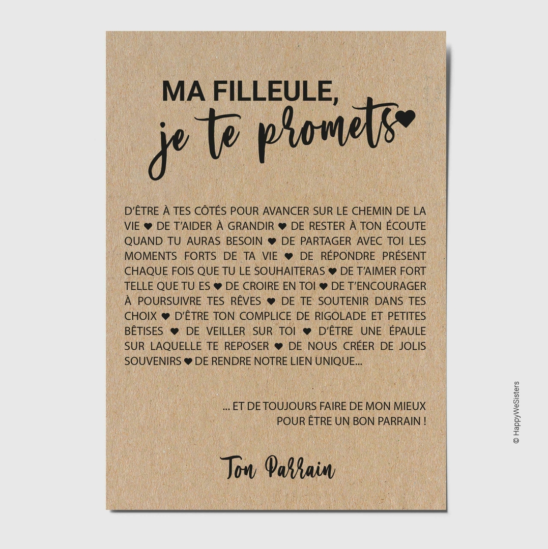 Carte Filleule Parrain Personnalisable Happywesisters
