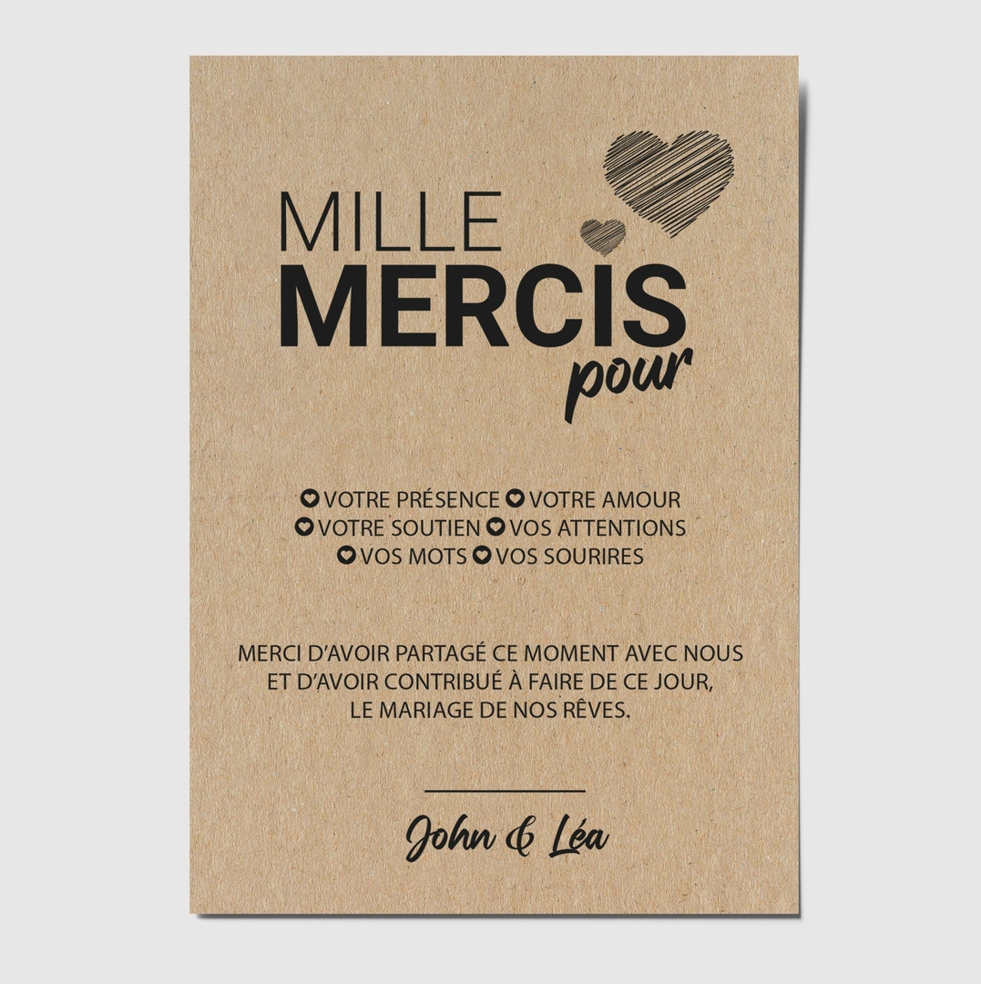 Wedding Thank You Card - Customizable Postcard - Free Kraft Envelope - Etsy, image size:1077x1080