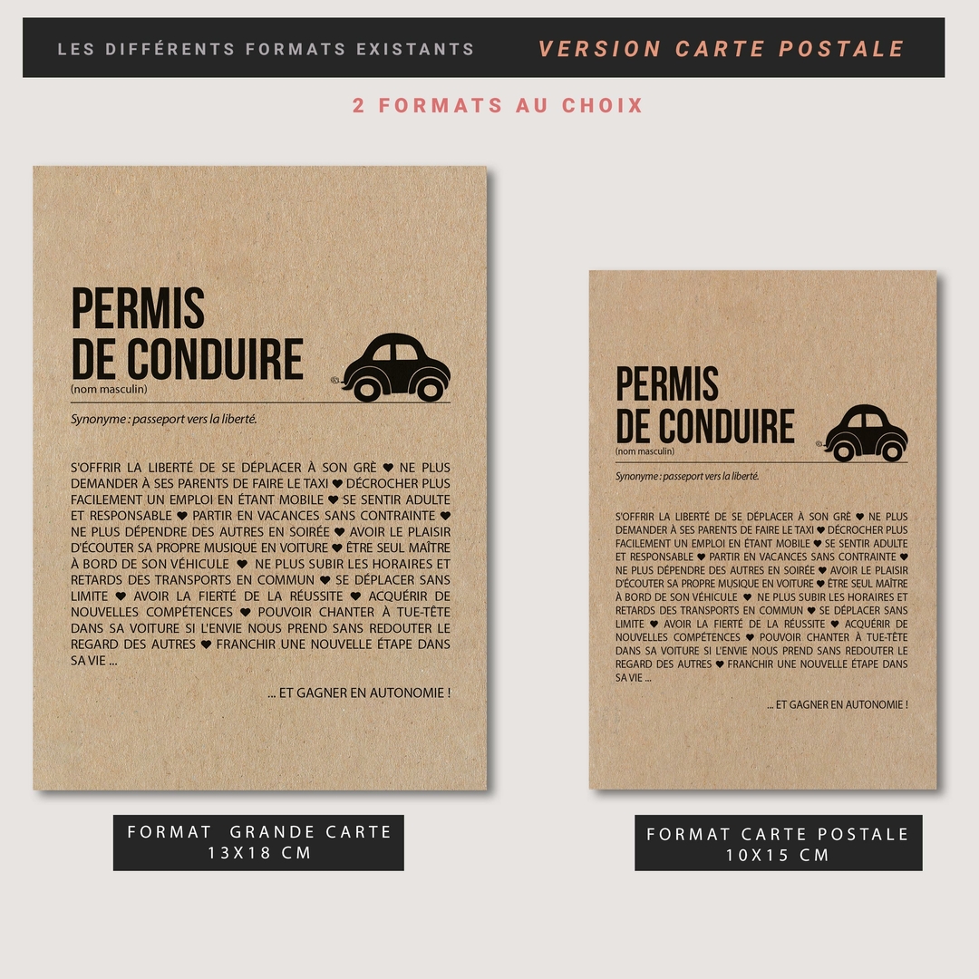 Carte félicitation permis de conduire personnalisable