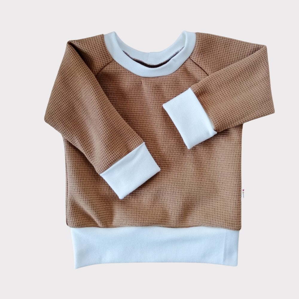 Tikiwi sweat evolutif camel pour bebe fait main en france