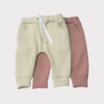 pantalon en jersey rose et beige pour bebe
