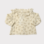 blouse beige fleuris avec col a volant pour bebe