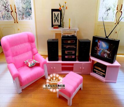 Maison-pour-barbie-maison-de-poup-e-accessoires-meubles-ensemble-salon-barbie-TV-Audio-canap-accessoires