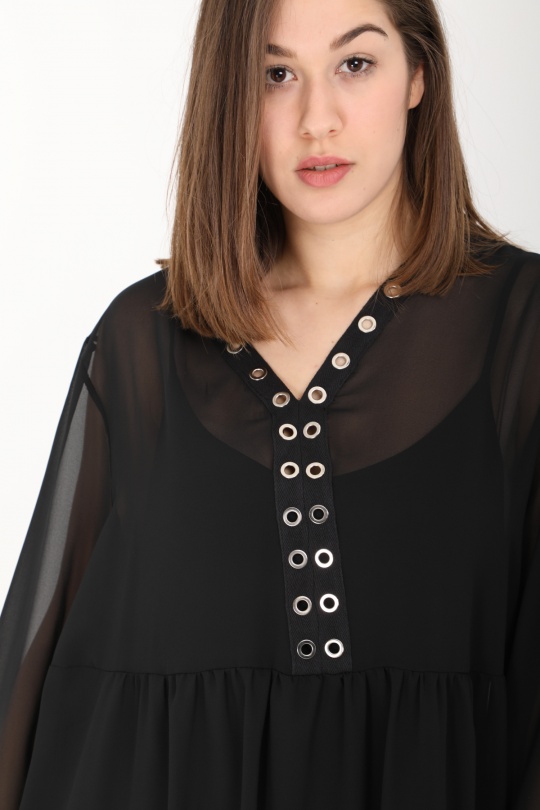 robe grande taille femme 2W PARIS r1298 noir 46-60