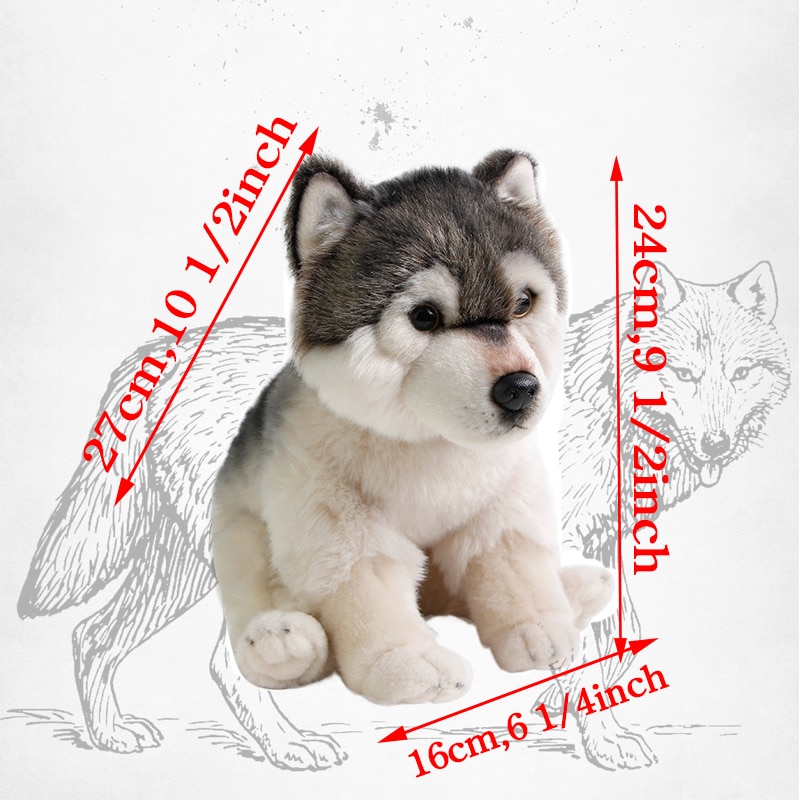 Peluche loup gris 27 cm