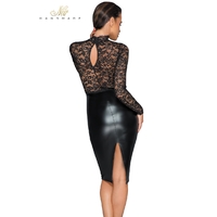 sexy lingerie robe bi matière simili cuir F228 noir handmade S au 3 XL