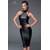 Robe moulante sexy wetlook f160 noir handmade