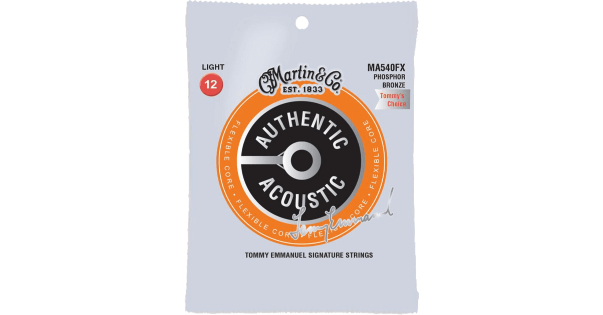 Martin Guitars MA-540FX Light Authentic Acoustic Flex Core Strings 12-54 - Cordes Guitare Acoustique Premium Pour Son Chaud Et Toucher Doux
