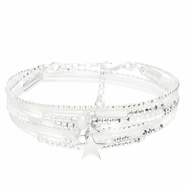 Bracelet Multi-Tours Miami Blanc Argent