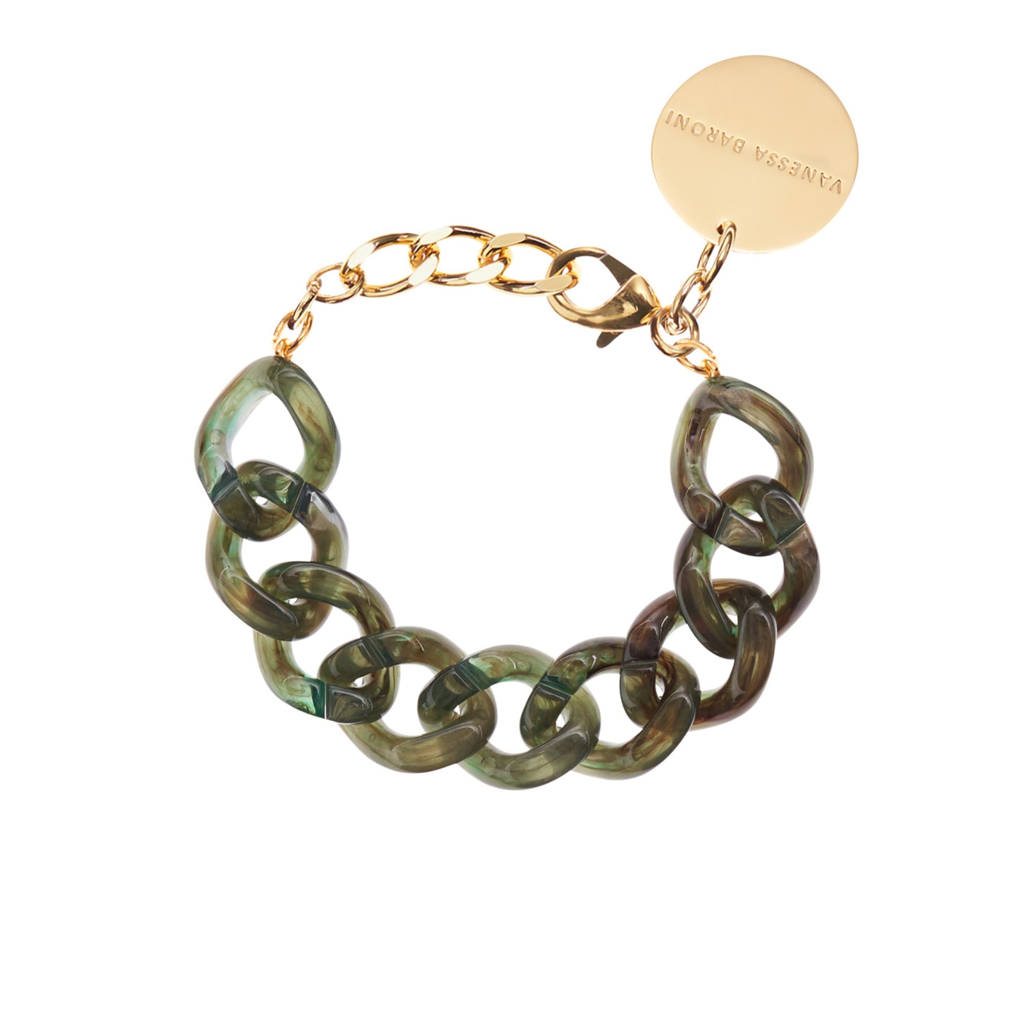 VB2011 Flat Chain Bracelet - olive marble