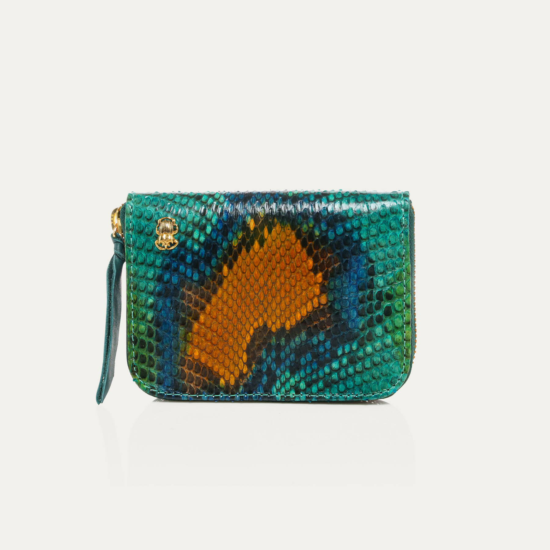 PORTEFEUILLES_CLARIS_VIROT_PYTHON_MINI_BOB_LOTUS_BLEU