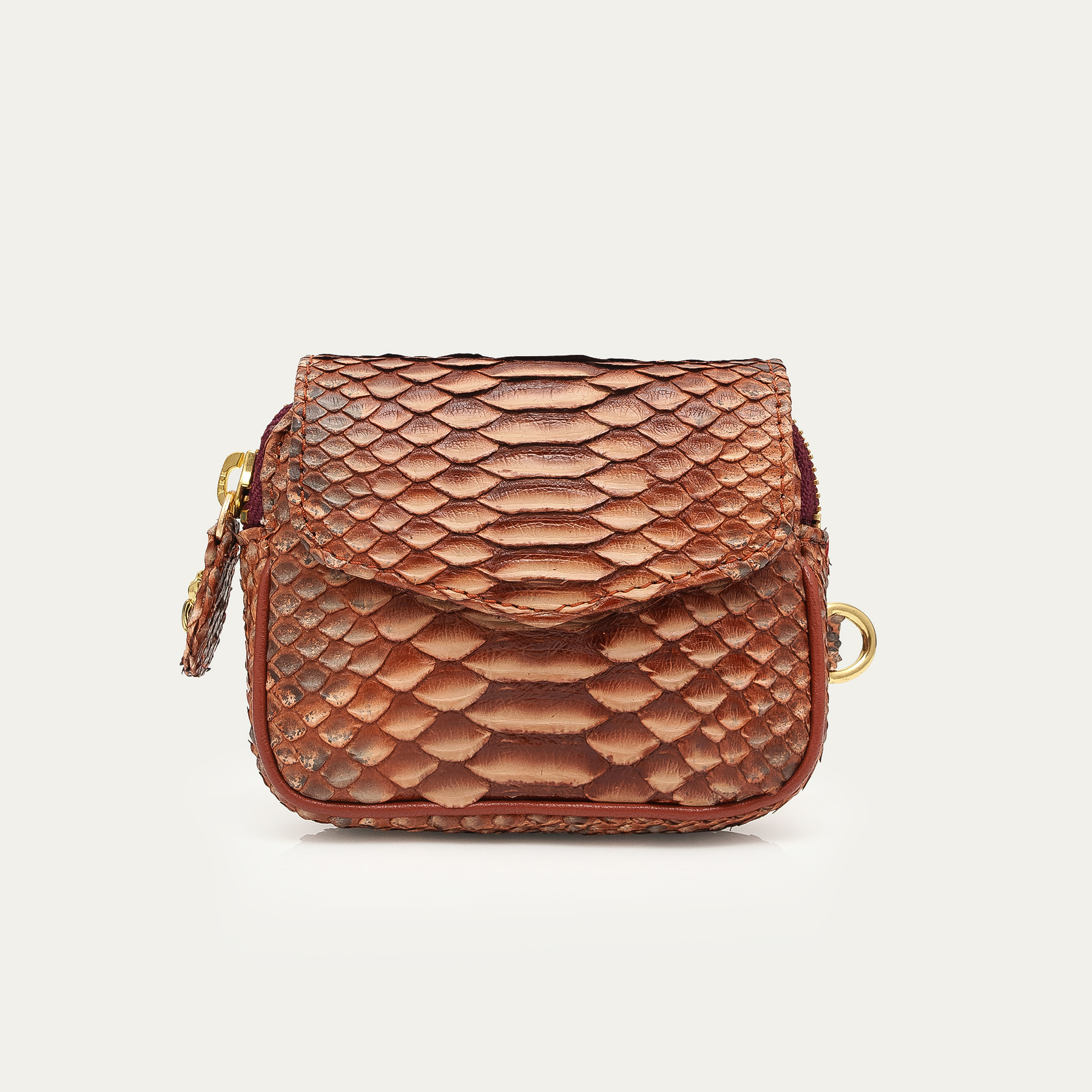 PORTE_MONNAIE_CLARIS_VIROT_KARL_PYTHON_CUIVRE_LAVE