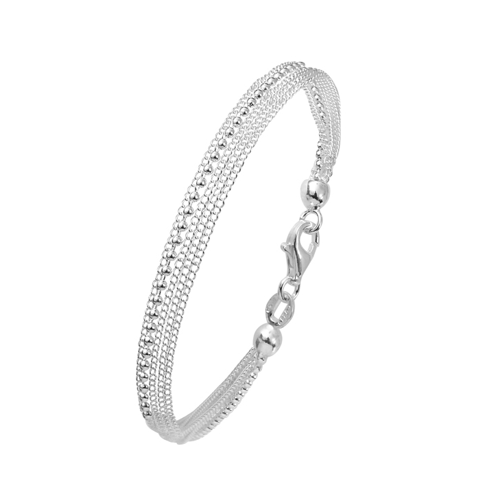 Bracelet Multi Chaines boules Argent - Bracelets femme/Chaine