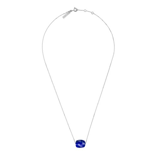 Collier Friandise Or Blanc Coussin Lapis Lazuli