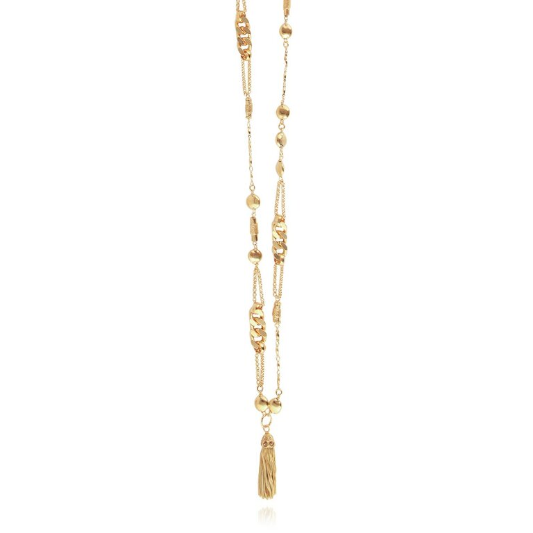 Collier Sautoir Femme MÿMÿ Bijoux Paris - Multigangs Onyx, Pendentif Abeille, Acier Inoxydable