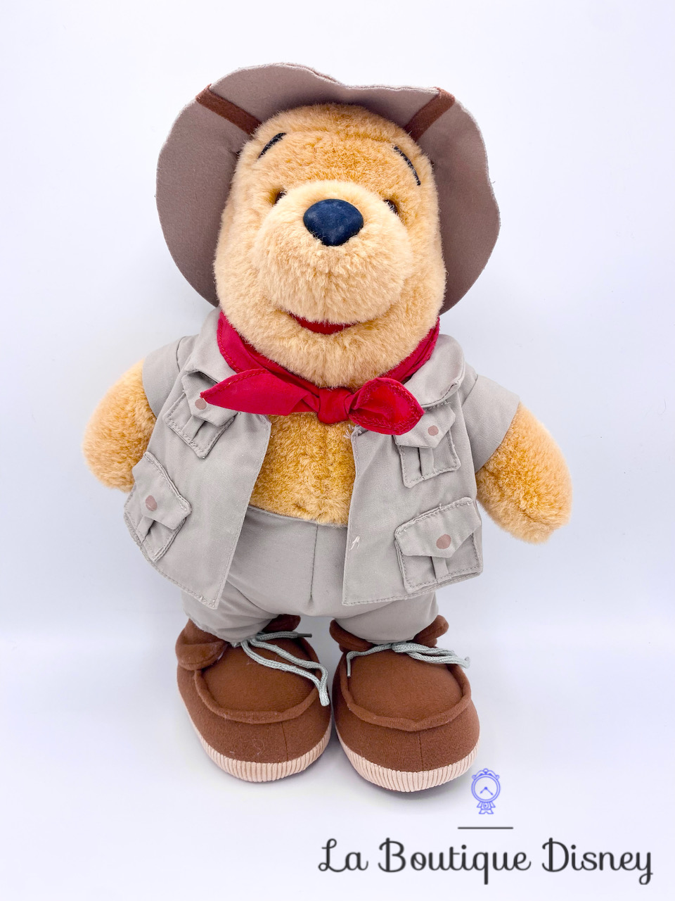 Peluche Winnie l\'ourson aventurier Disneyland Disney vintage explorateur chapeau jungle 37 cm