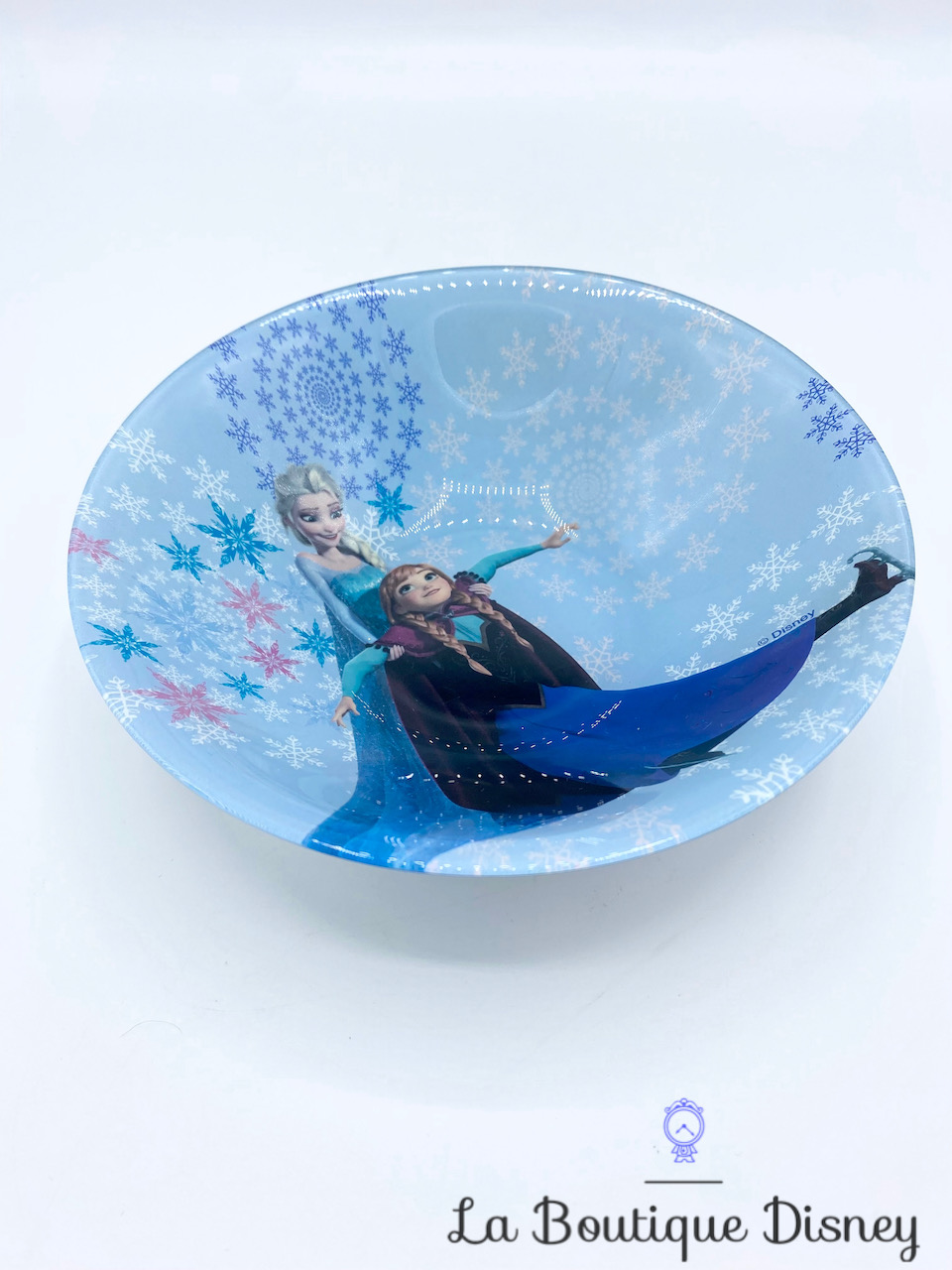 Assiette creuse Anna Elsa La reine des neiges Disney verre bleu