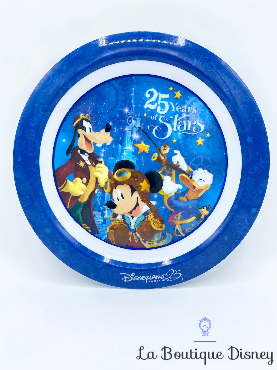 Assiette plastique Mickey 25 ème anniversaire Disneyland Paris Disney Dingo Donald 25 Years of Stars