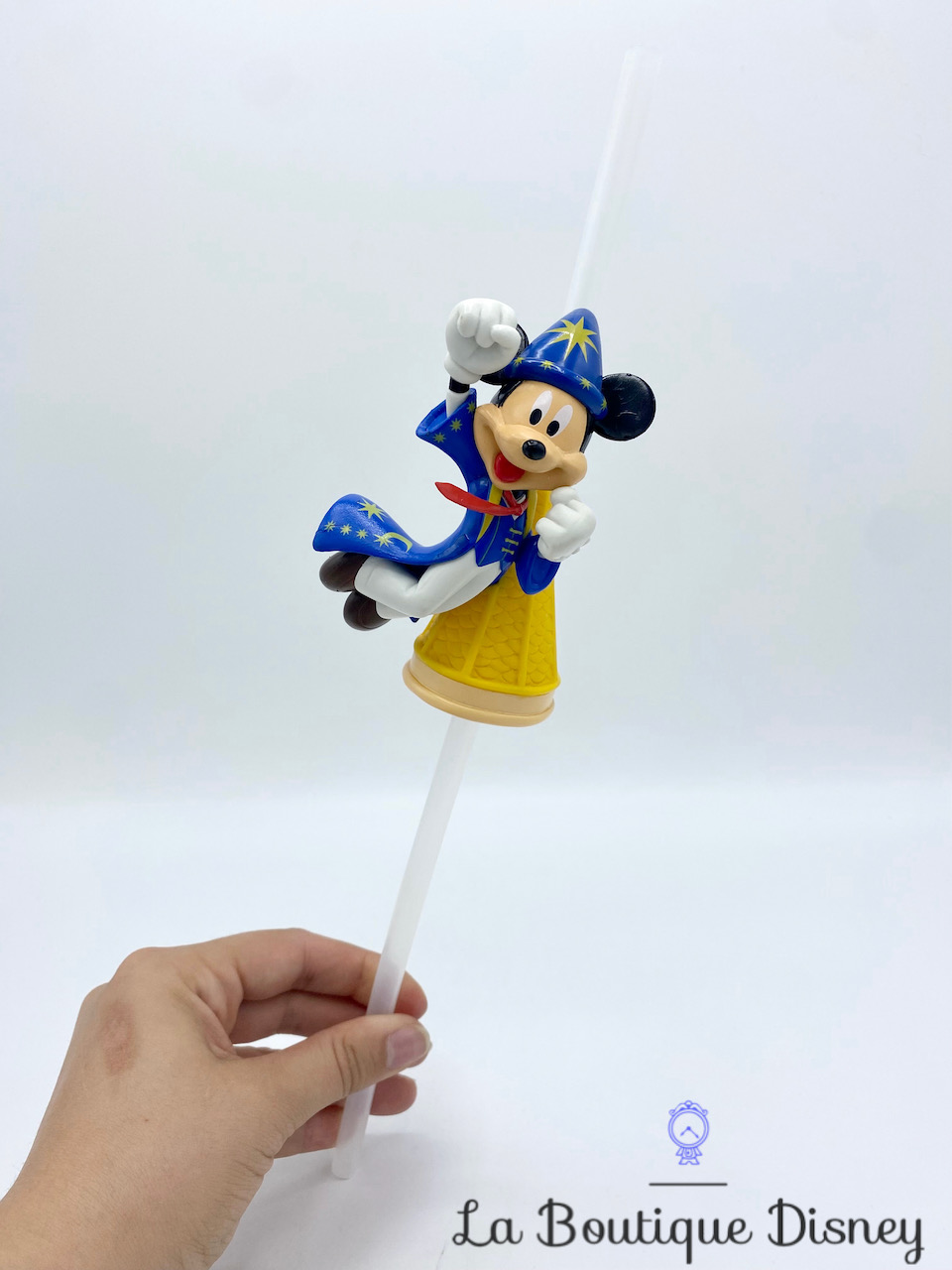 Paille Mickey Mouse 20ème anniversaire Disneyland Paris 20 ans Disney bouchon plastique relief 3D 33 cm
