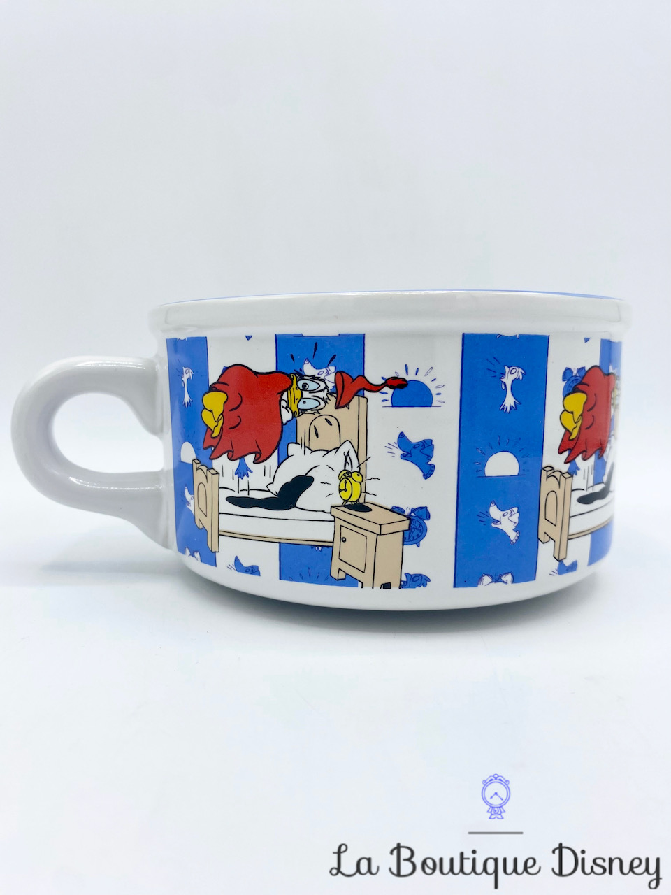 bol-donald-réveil-disney-vintage-tasse-mug-bleu-rayures-lit-0