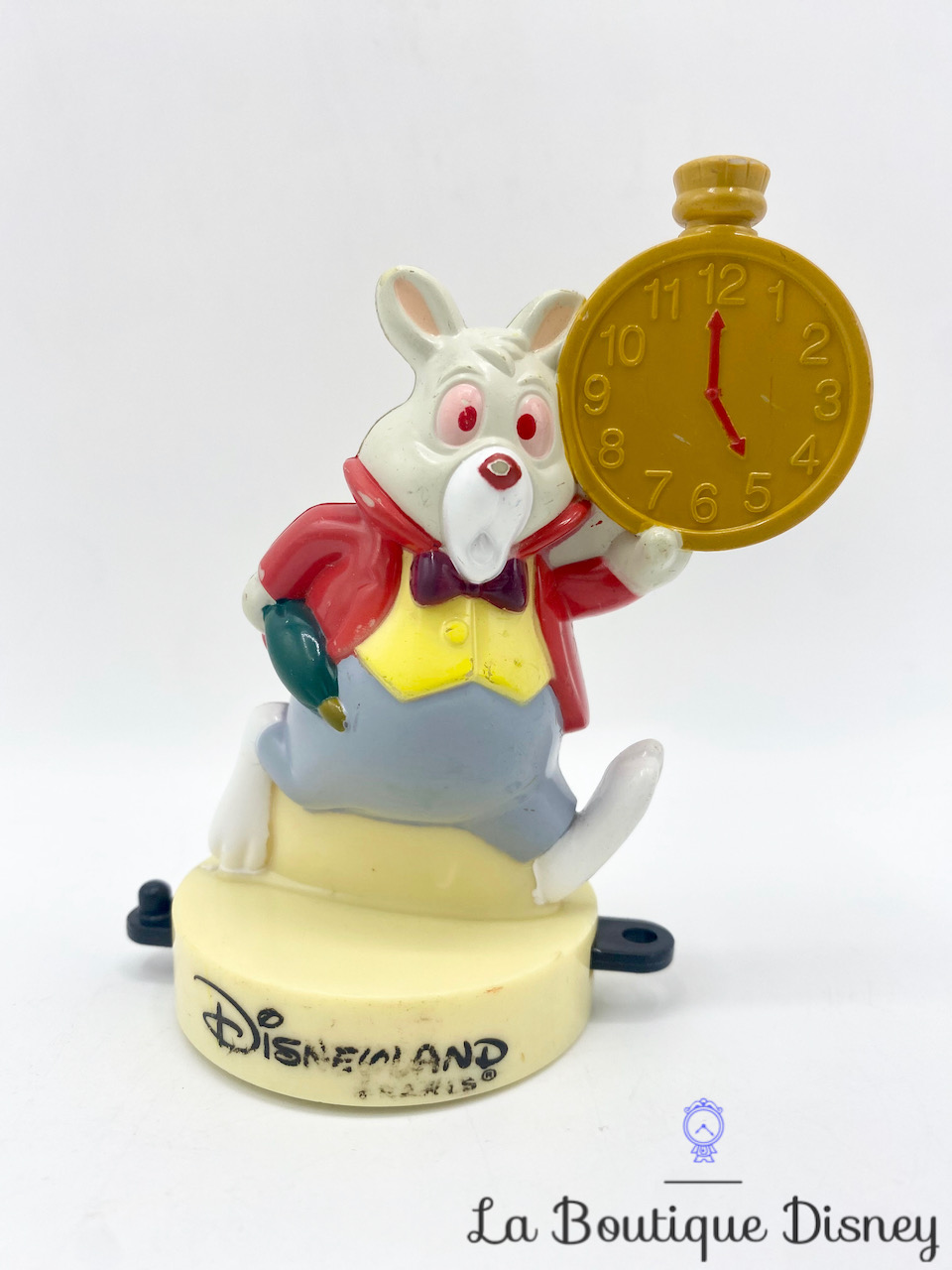Figurine tampon Lapin Blanc McDonald\'s Disneyland Paris Disney Alice aux pays des Merveilles horloge plastique 1999