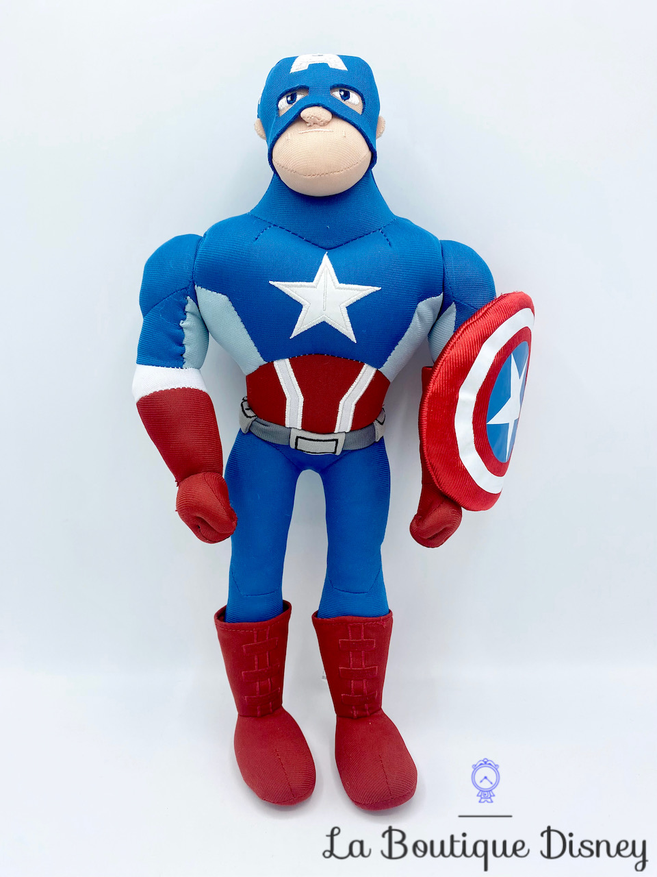 Poupée chiffon Captain America Disneyland Paris Disney peluche Marvel  Avengers super héros bleu rouge 38 cm