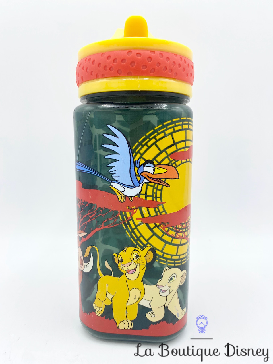 Gourde Le roi lion Disney Parks vert jaune bouteille plastique Simba Pumbaa Rafiki Nala Timon Zazu