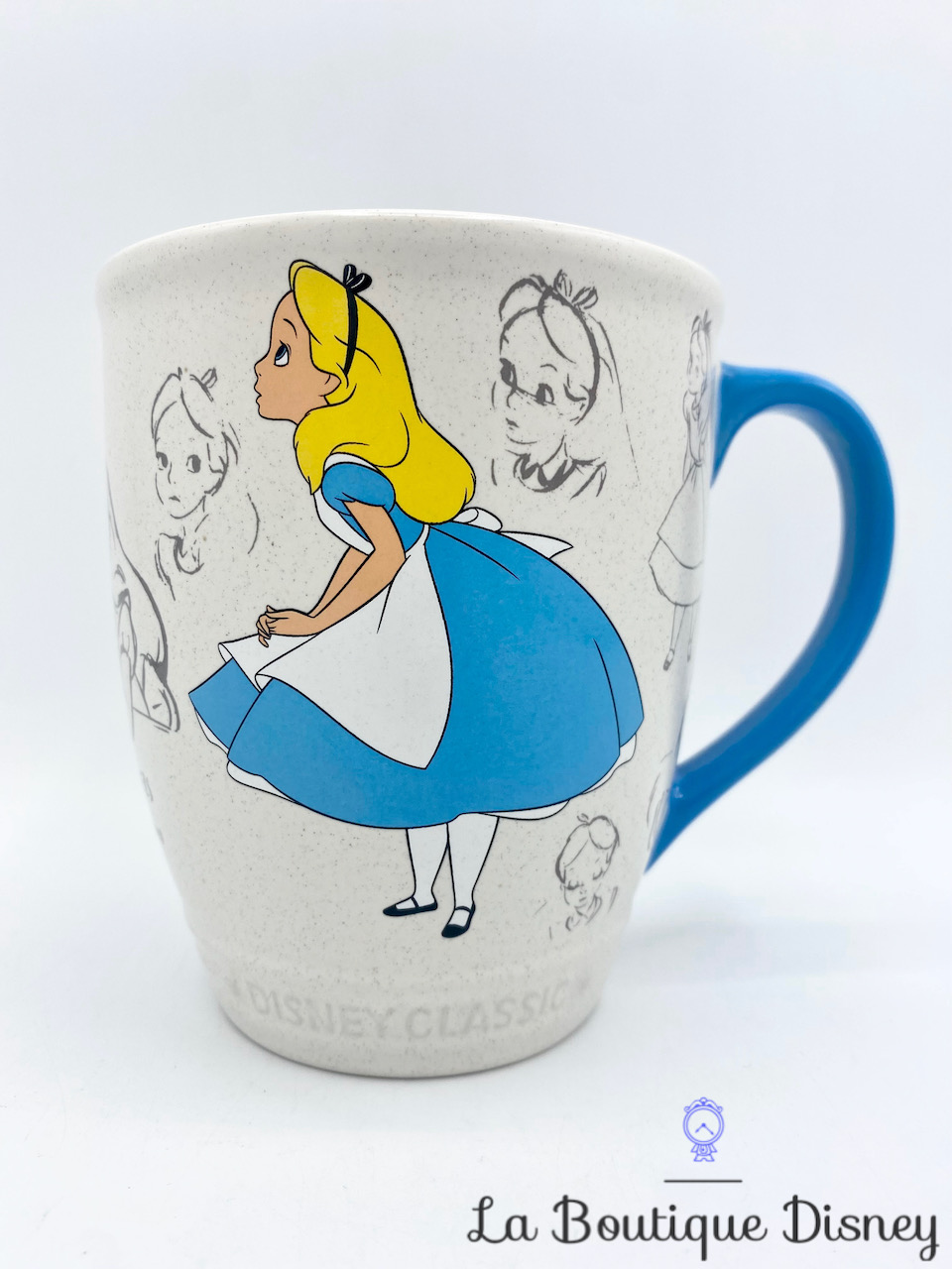 Tasse Alice au Pays des Merveilles Animé Disney Store 2015 mug Classic blanc bleu dessins