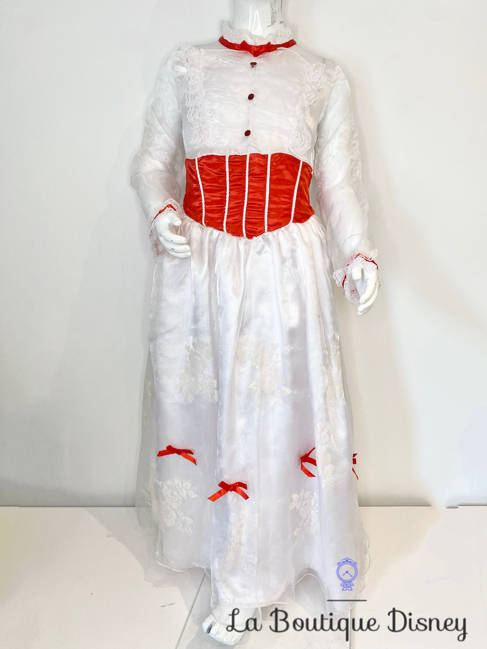 Déguisement Mary Poppins Disneyland Paris Disney taille 12 ans robe blanc rouge dentelle