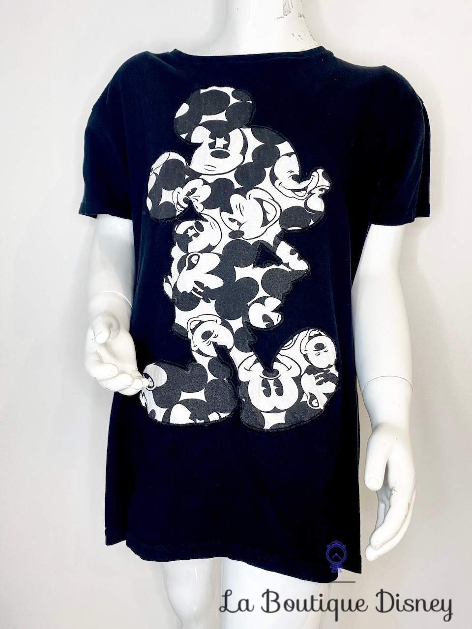 Tee shirt Mickey Mouse noir blanc Disneyland Paris Disney taille S silhouette
