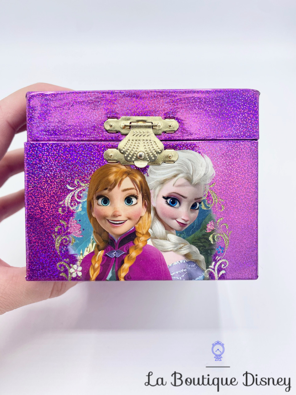 Boite à musique Anna Elsa La reine des neiges Disney Store Let It Go violet  bijoux musicale