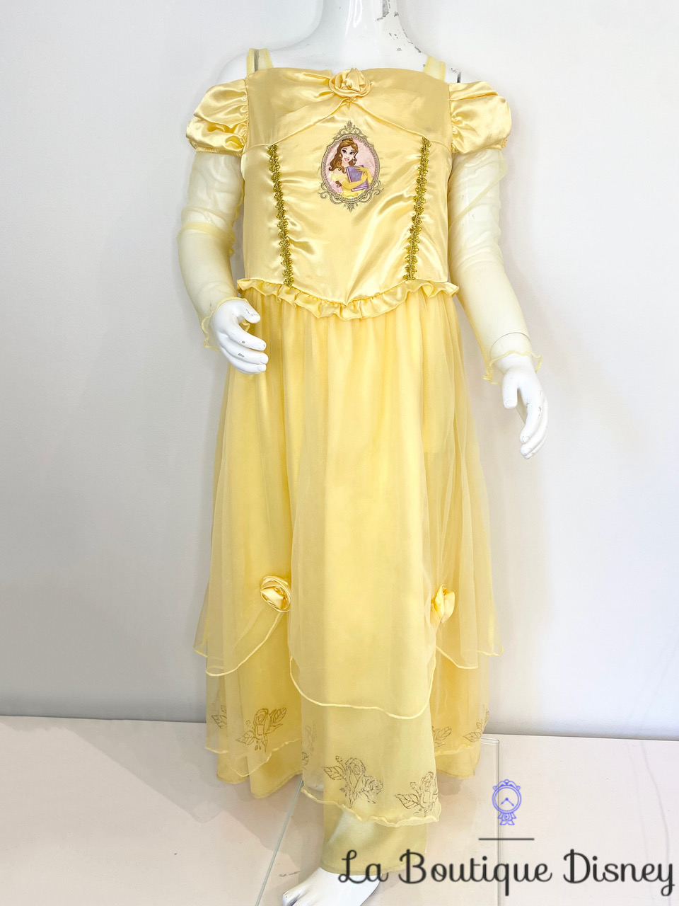 Déguisement Princesse Belle Adulte - Robe Longue Jaune Tulle Avec Gants - Cosplay La Belle Et La Bête