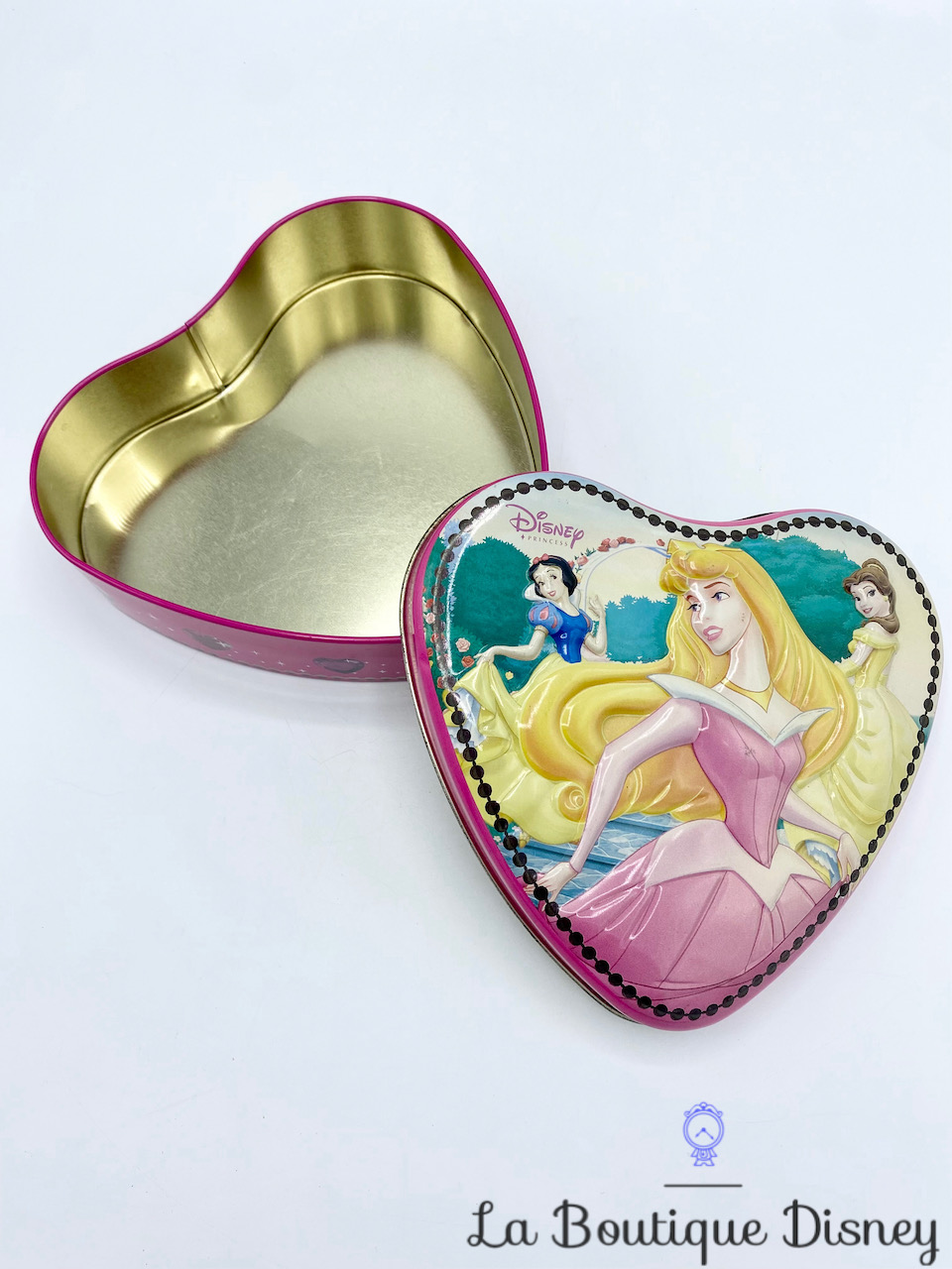 Boite métal coeur Princesses Disney Blanche Neige Belle Aurore gateaux biscuits