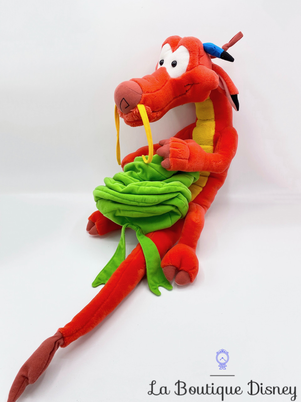 Peluche Mushu Mulan Disney Jemini grand format XXL dragon rouge sac panier 110 cm