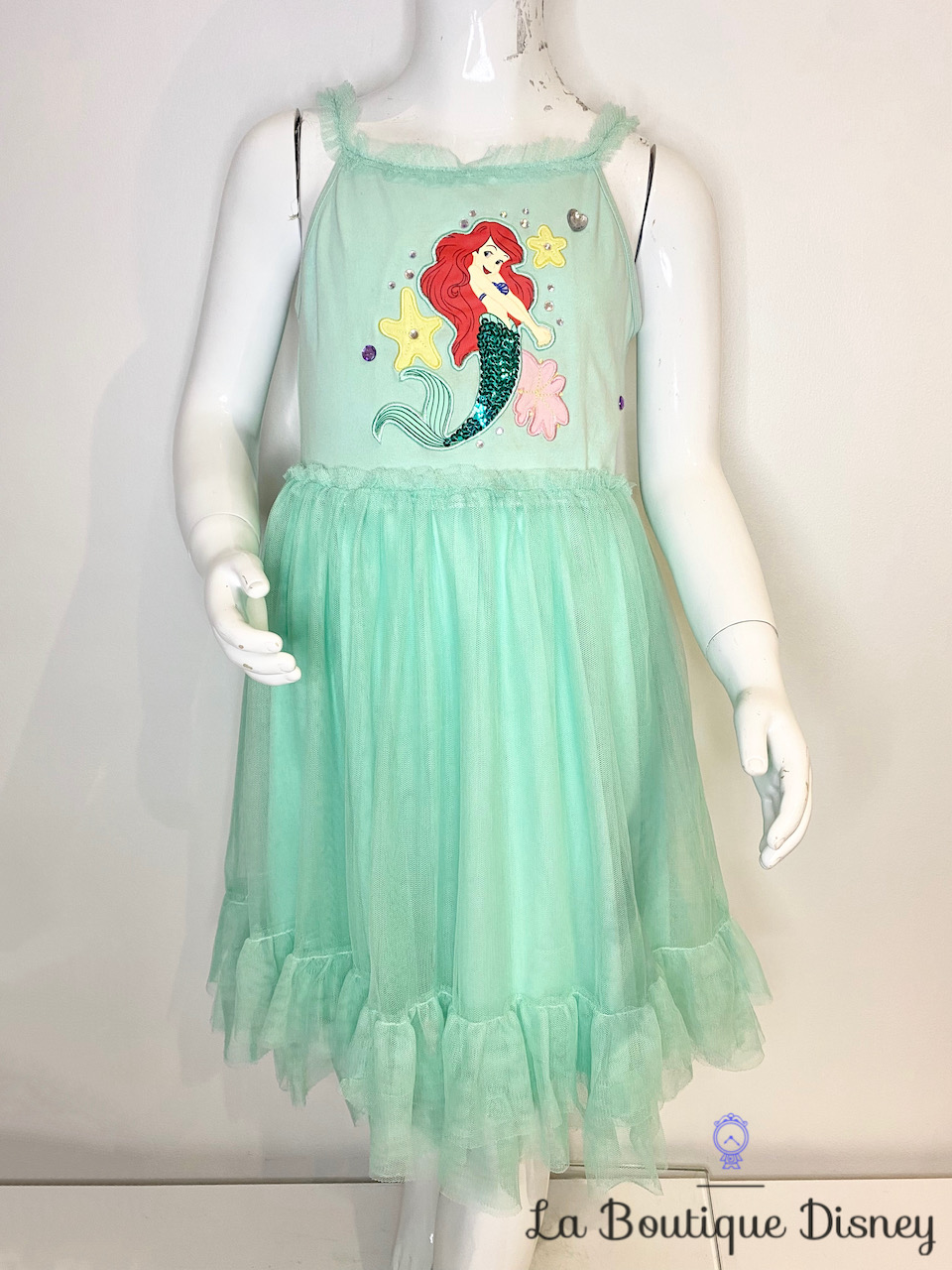 Robe Ariel La petite sirène Disney Store taille 7-8 ans déguisement vert menthe tulle sequin