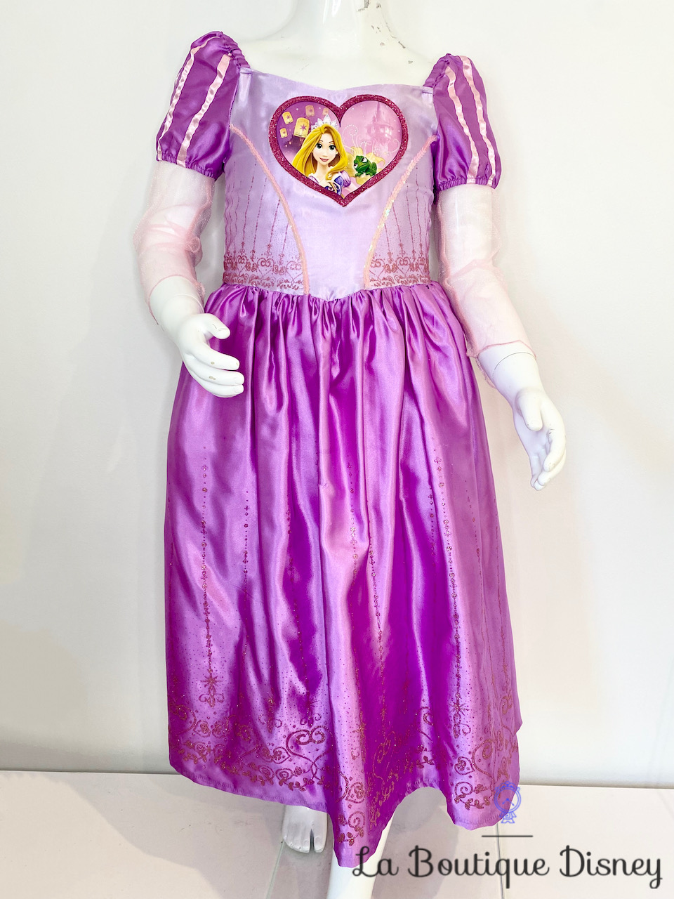 Déguisement Raiponce Disney Rubies Costume taille 7-8 ans robe princesse violette Pascal coeur