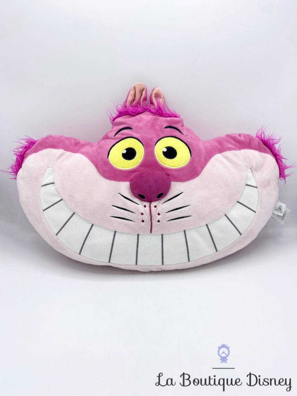 Coussin Chat Cheshire Disney Store 2017 Alice au pays des Merveilles peluche visage chat rose