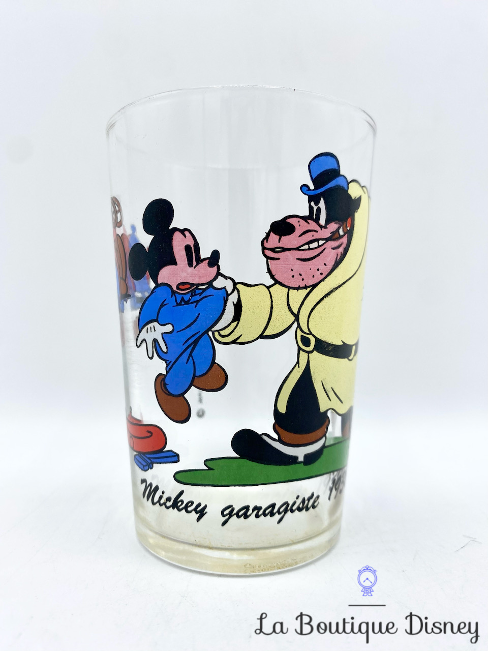Verre Mickey Garagiste 1930 Pat Walt Disney Productions VMC Reims moutarde vintage