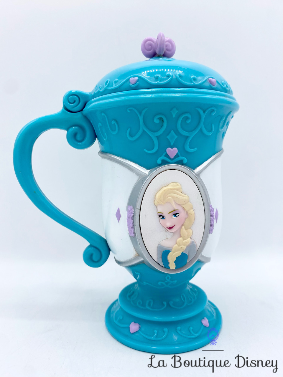 Tasse plastique Anna Elsa La reine des neiges Disney On Ice mug verre bleu couvercle princesse