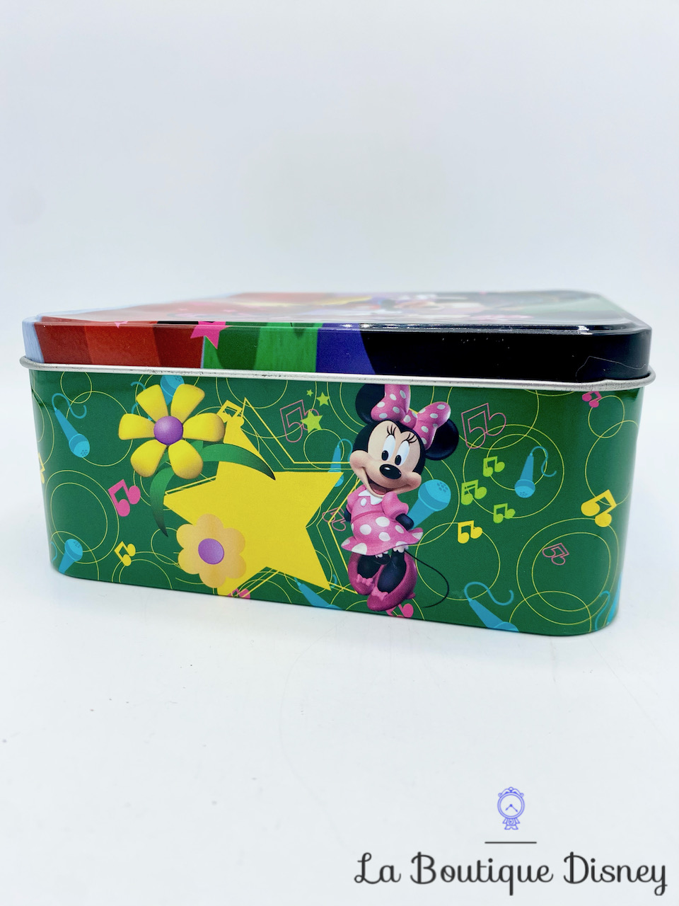 BOITE-métal-mickey-minnie-danse-musique-disney-zd-trading-vert-rouge-piste-gateaux-biscuits-7