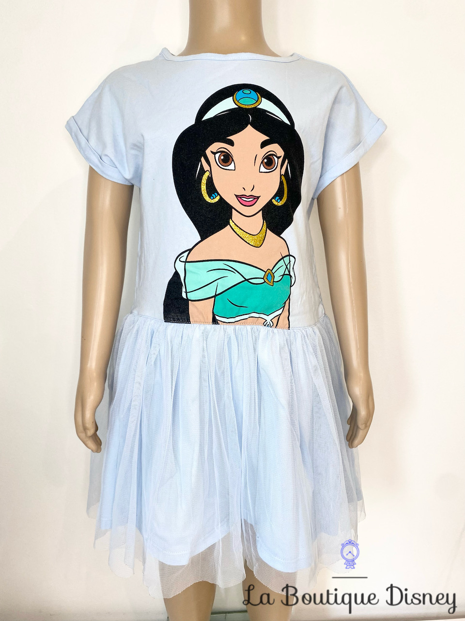 Robe Jasmine Disney Aladdin taille 5-6 ans bleu ciel voile tulle déguisement