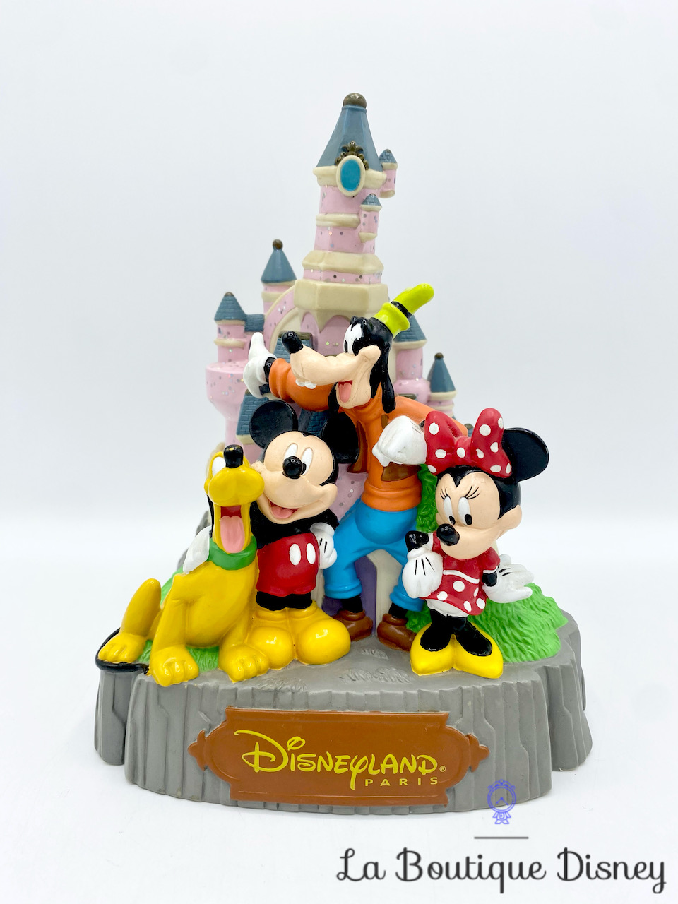 Tirelire Château Disneyland Paris Mickey Minnie Dingo Pluto Disney plastique 21 cm